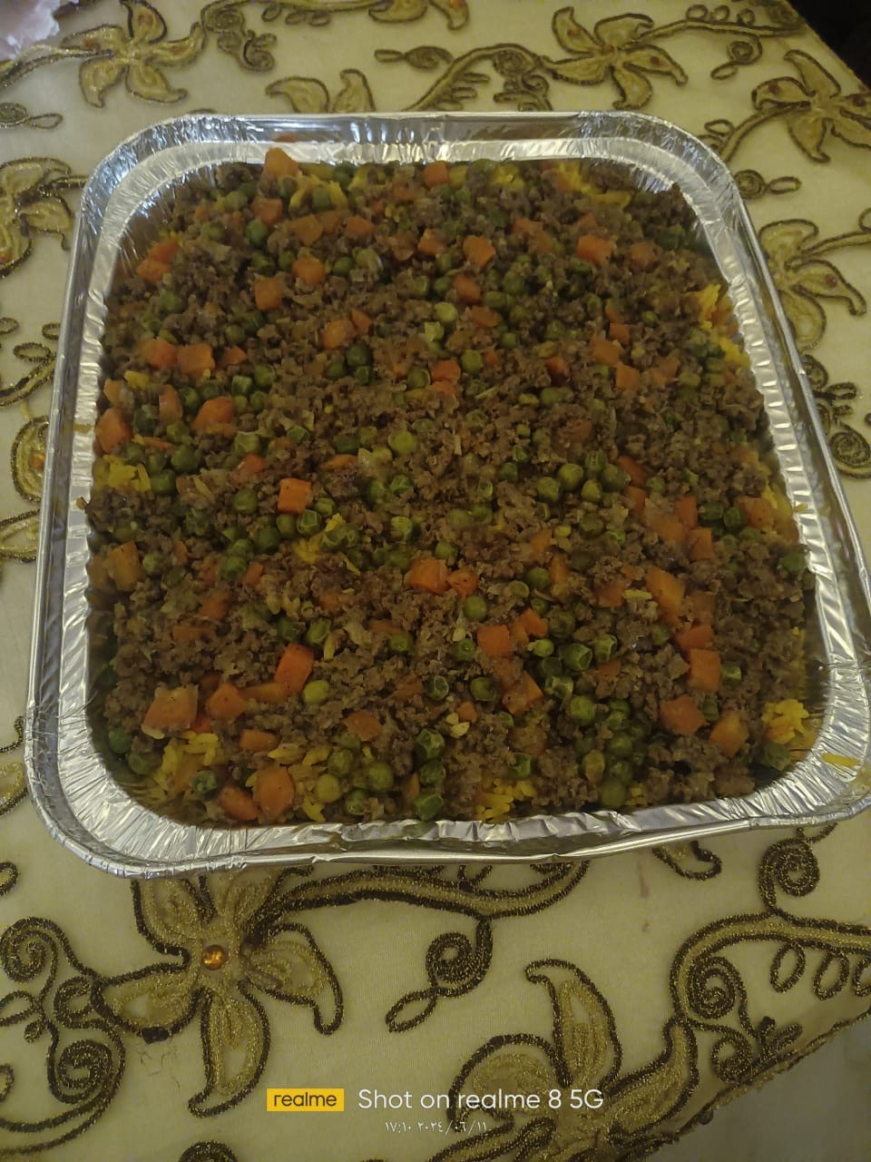 ارز بسمتي باللحمه المفرومه والبسله